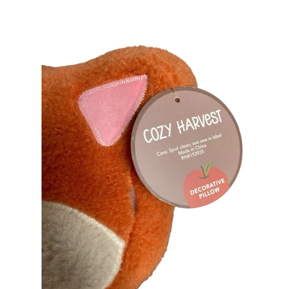 Cozy Harvest Fox Decorative Plush Throw Pillow Fall Autumn Decor 19” NEW